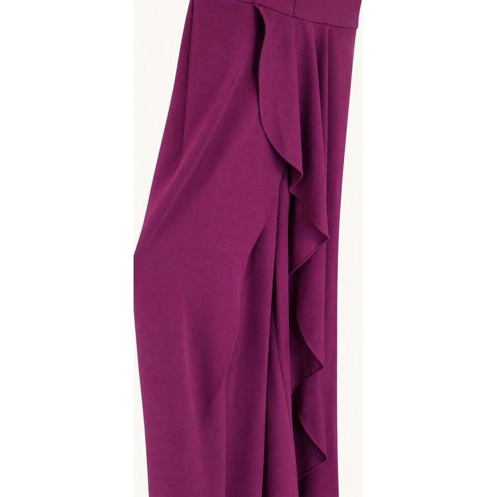 Marina Purple V-Neck Sleeveless Ruffle Wide-Leg Jumpsuit Womens Size 6 - Picture 3 of 5